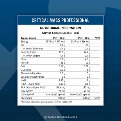 Applied Nutrition Critical Mass Lean Mass Gainer, 6kg.